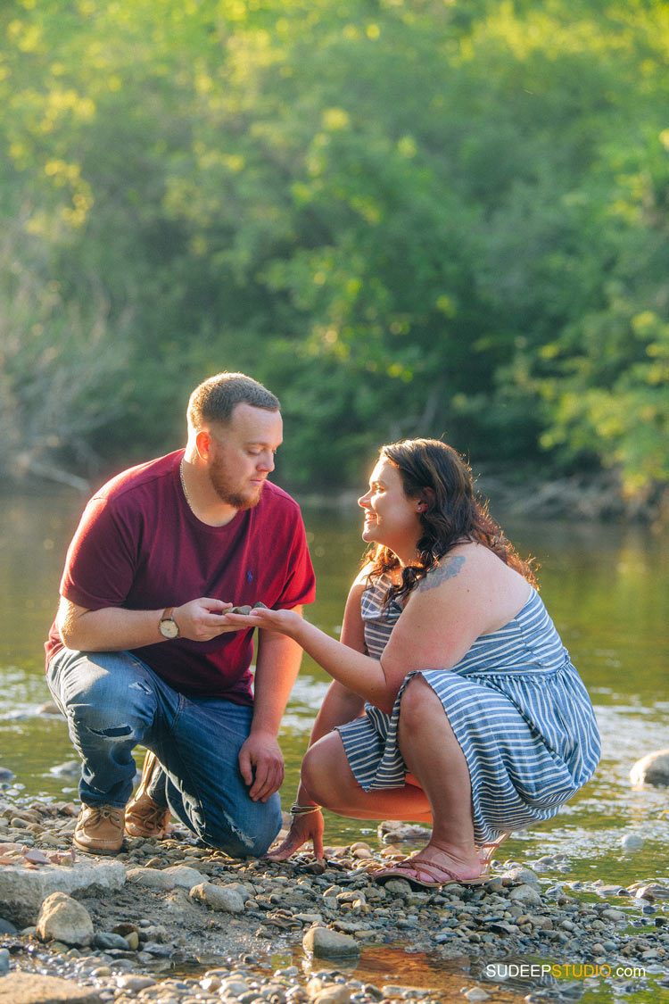 Ann Arbor Summer Engagement Pictures by the River Nature by SudeepStudio.com Ann Arbor Wedding Photographer