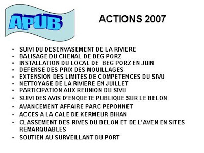 Actions menées en 2007 par l'Apub