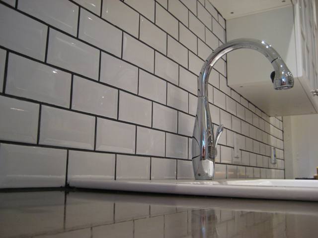 Subway with Accent Backsplash white subway tile backsplash