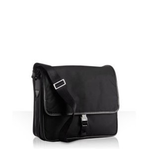 Black nylon medium flap messenger