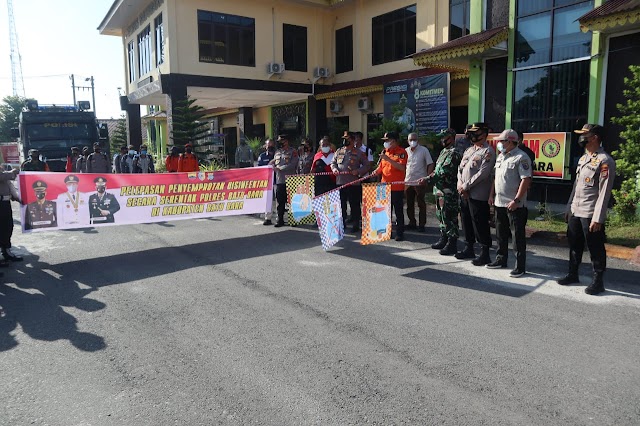 Bupati Zahir Pimpin Apel Persiapan Penyemprotan Disinfektan Secara Masal Di Wilayah Hukum Polres Batu Bara