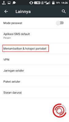 2. Kemudian pilih Menambatkan & hotspot portabel