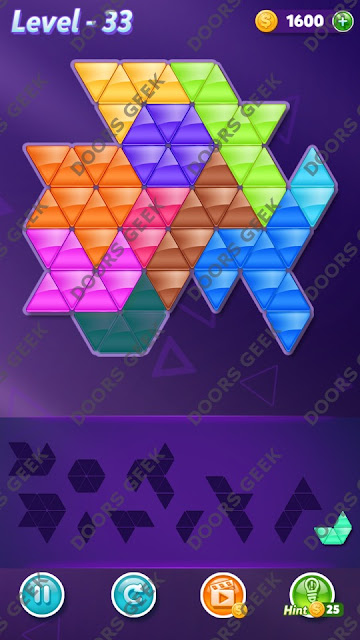 Block! Triangle Puzzle 10 Mania Level 33 Solution, Cheats, Walkthrough for Android, iPhone, iPad and iPod