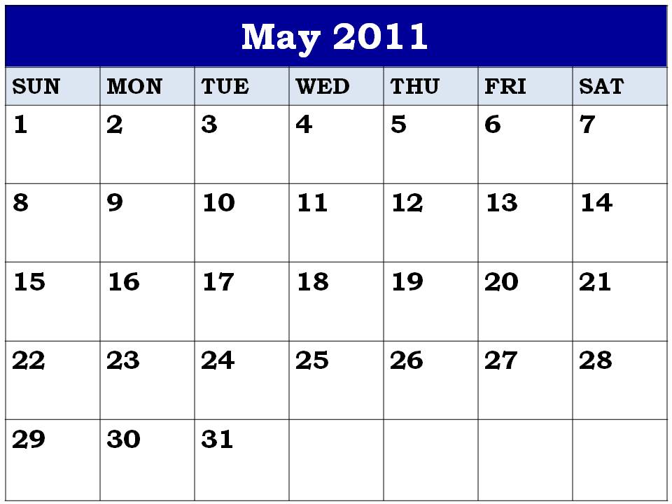 may calendar 2011. 2011 may calendar printable.