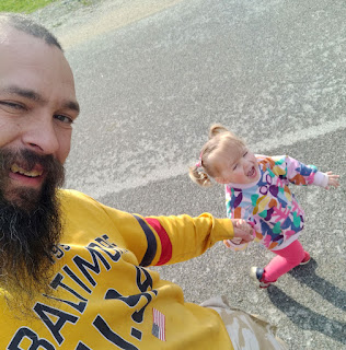 Happy walk with Daddy