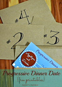 Progressive Dinner Date {with free printables} | Apples to Applique #datenight #dateideas
