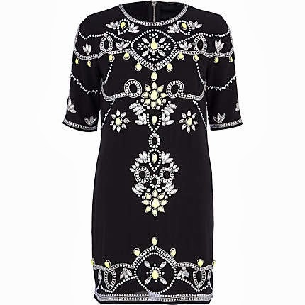 beaded shift dress