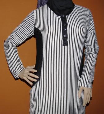 Gamis Hitam Putih GKM4543 - Grosir Baju Muslim Murah Tanah 