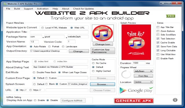 Website 2 APK Builder Pro version 2.1 Free Download