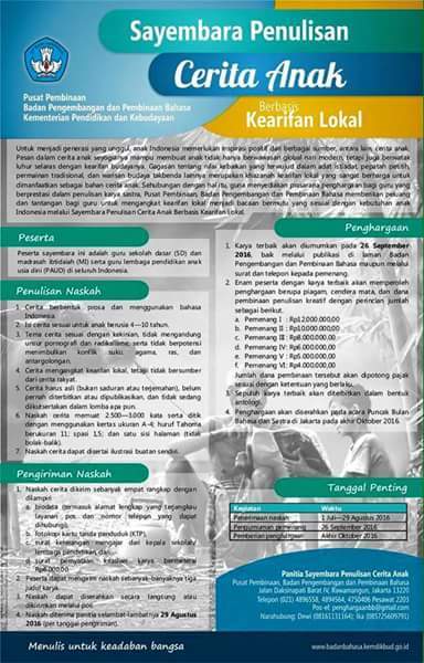 Sayembara Menulis Cerita Anak Kemdikbud ~ Pusat Info Lomba 