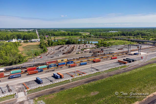 The intermodal facility at DeWitt Yard, with the MoW yard in the behind it