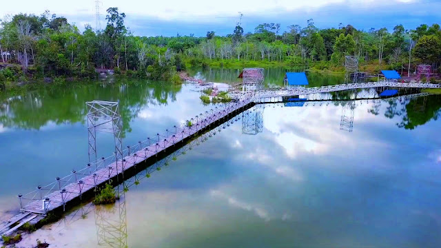 Jembatan kayu yang membelah Danau belibis Tayan Sanggau
