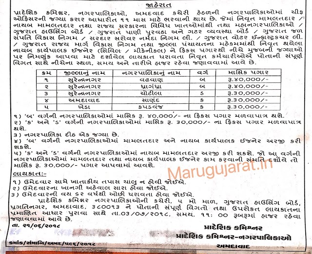 Regional Commissioner Municipality, Ahmedabad Recruitment for Chief Officer Posts 2018