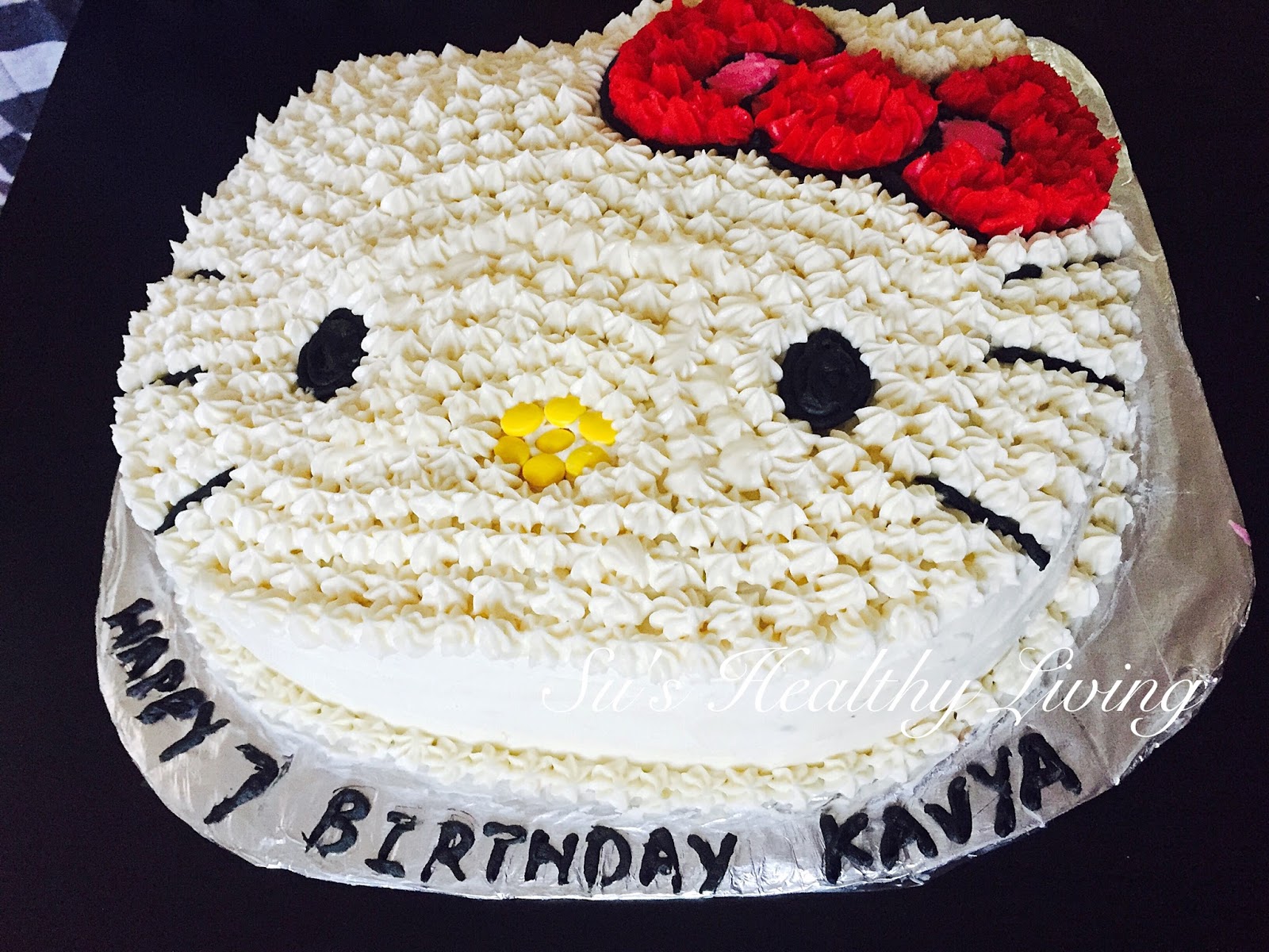 Su Shealthyliving Hello Kitty Cake A Chocolate Cake With Chocolate Mousse And Buttercream Frosting