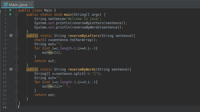 Java program to reverse a sentence