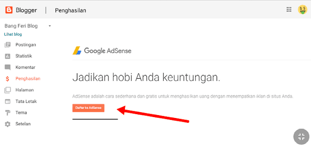 Cara menampilkan tab penghasilan AdSense di dasbor blogger blogspot terbaru 2020