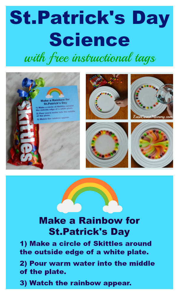 East Coast Mommy St Patrick S Day Activity Make A Skittles Rainbow With Free Printable Tags