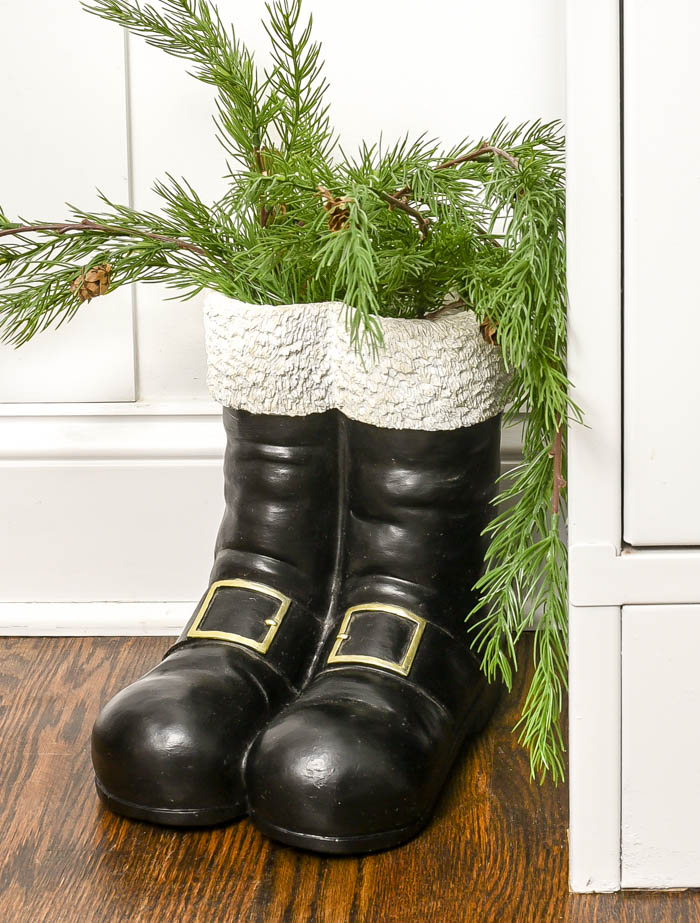 Santa boots and greenery