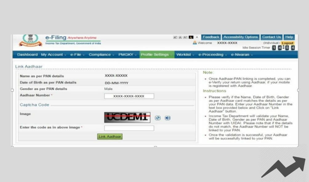 link aadharcard with pancard by login to an account