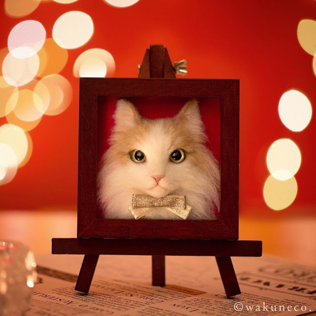 wakuneco-Artista-japonésa-retratos-realistas-de-gatos-en-3D-con-lana-fieltro