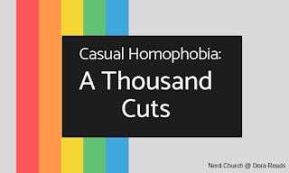 Casual Homophobia: A Thousand Cuts title image with rainbow stripes in background