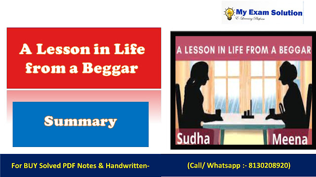 A Lesson in Life from a Beggar Summary in English