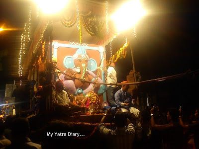 A Huge Ganesha idol being taken for Ganpati Visarjan, Mumbai