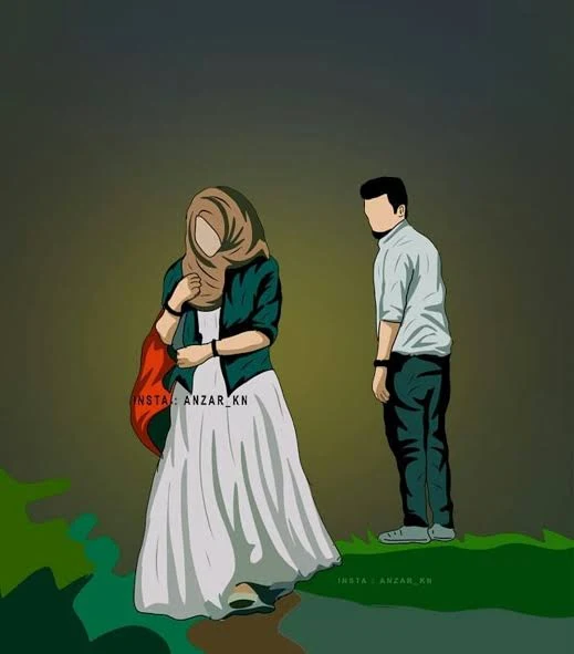 Hijab Cartoon Couple pic