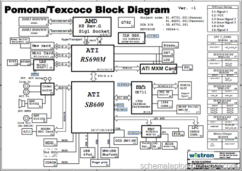 Acer Travelmate 5220 5520 7520 7520g, Extensa 5120 5420 � Wistron Pomona/Texcoco Free Download Laptop Motherboard Schematics