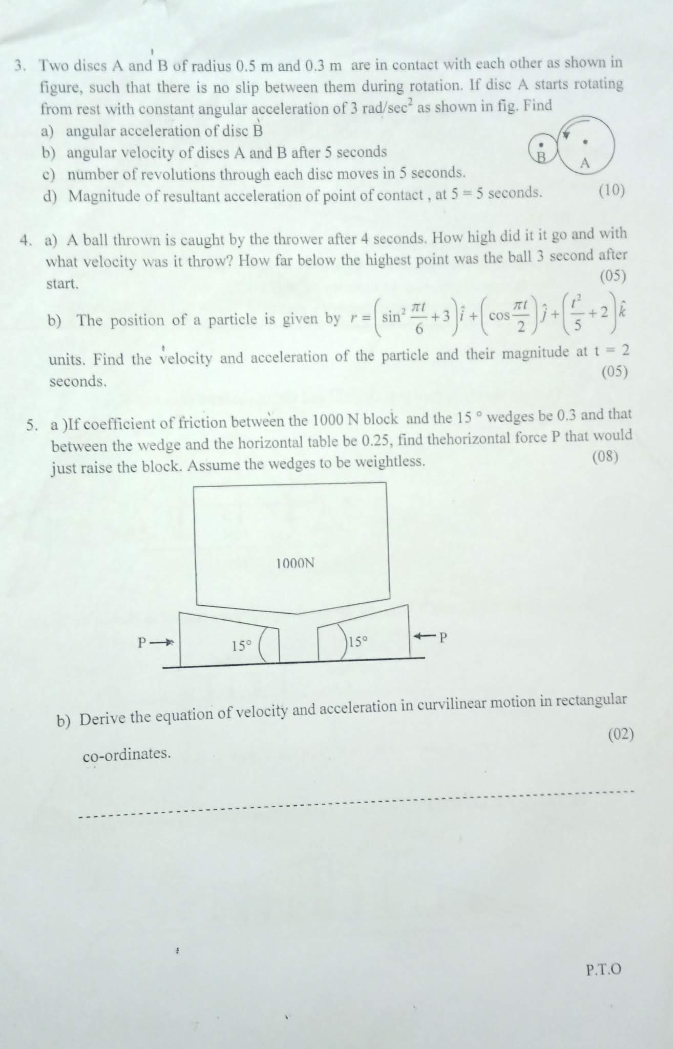 NITJSR Questions Paper/ Engineering mechanics / 1st Year / 4 all Branches/ part 2