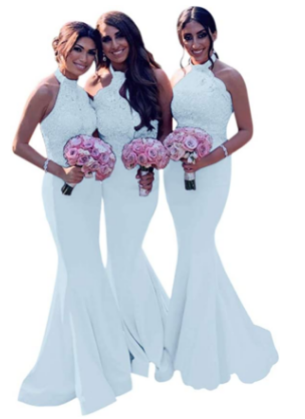 Women's Beaded Halter Neck Mermaid Bridesmaid Dress Maxi - Dress for Wedding