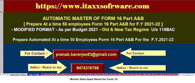 Master Data Input Sheet