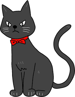 黒猫　猫　ハロウィン　Halloween　赤い首輪　怒る　座る