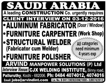 Leading Construction Co Jobs for Saudi Arabia