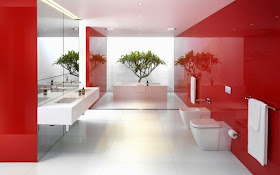 baño de color rojo