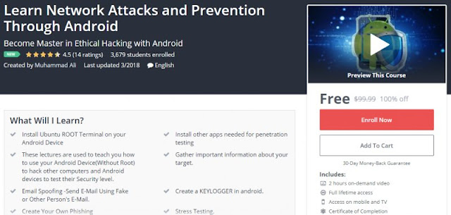 [100% Off] Learn Network Attacks and Prevention Through Android| Worth 99,99$