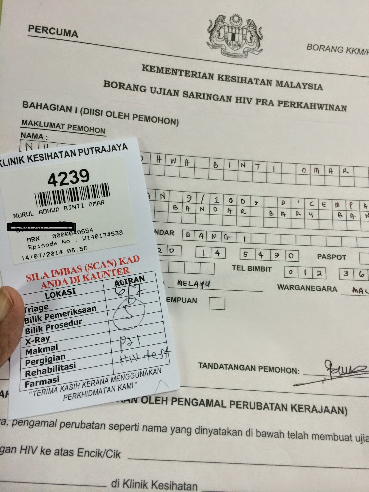 Ujian Saringan Hiv Pra Perkahwinan Di Klinik Kerajaan Putrajaya Presint 9 Wakdingding