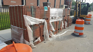 brick pavers ready to be installed on the sidewalks downtown