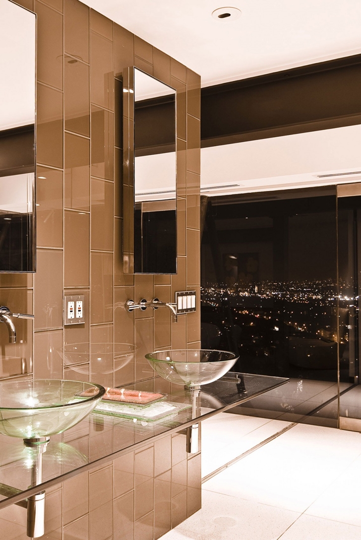 Glass sink in Hollywood Mansion by Whipple Russell Architects