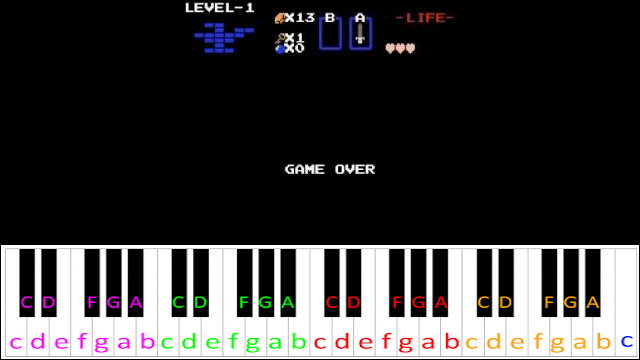 Game Over Theme (Legend of Zelda) Piano / Keyboard Easy Letter Notes for Beginners