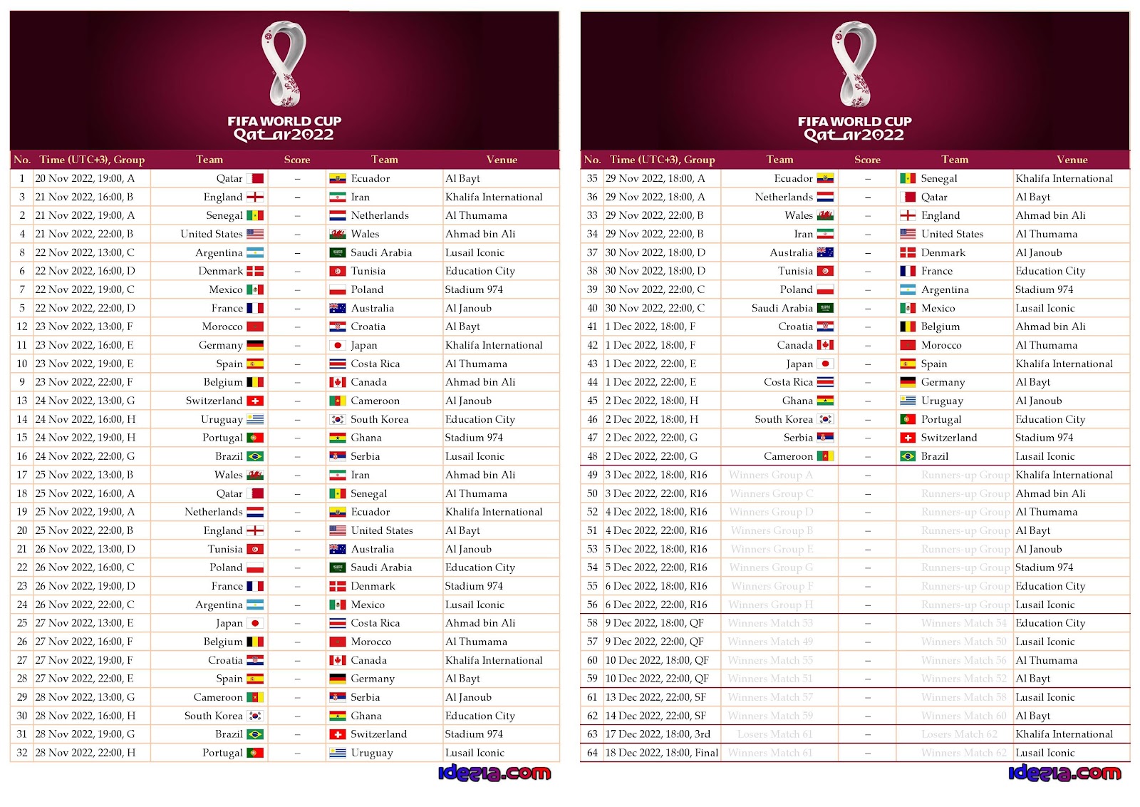 FIFA World Cup 2022 Schedule Free