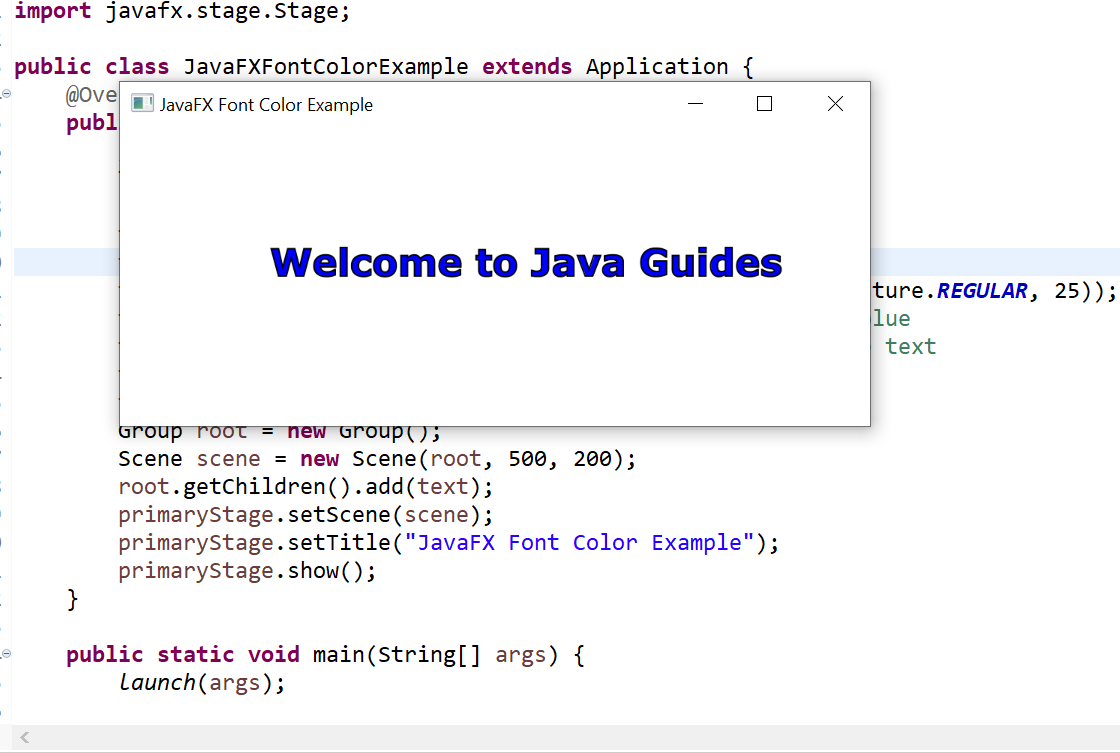 JavaFX Text, Font and Color Example Tutorial