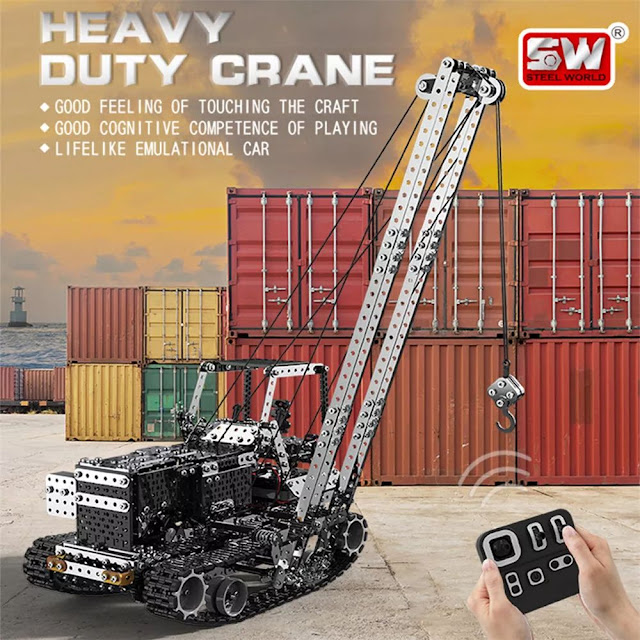 SWRC010 1745PCS 2.4G 10CH Stainless Steel DIY RC Car Heavy Duty Crane Model Vehicles