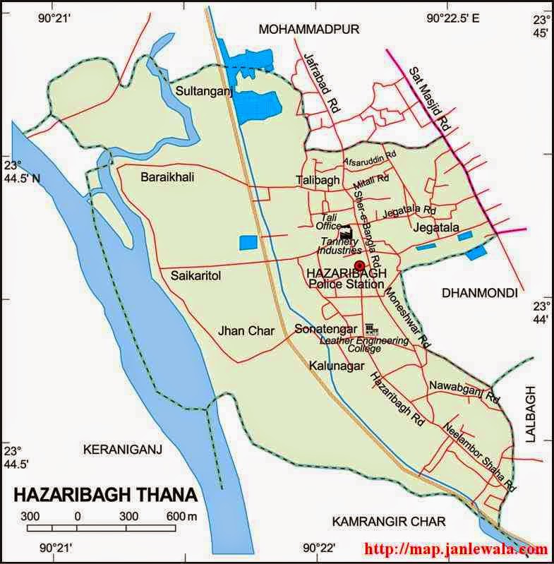 hazaribagh thana dhaka map of bangladesh