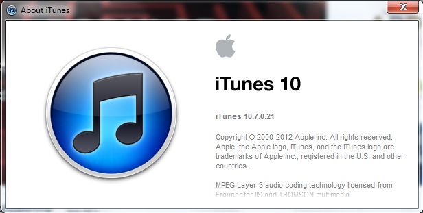 iTunes 10.7.0.21