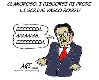 Romano Prodi, Vasco Rossi, discorsi, canzoni, vignetta, satira