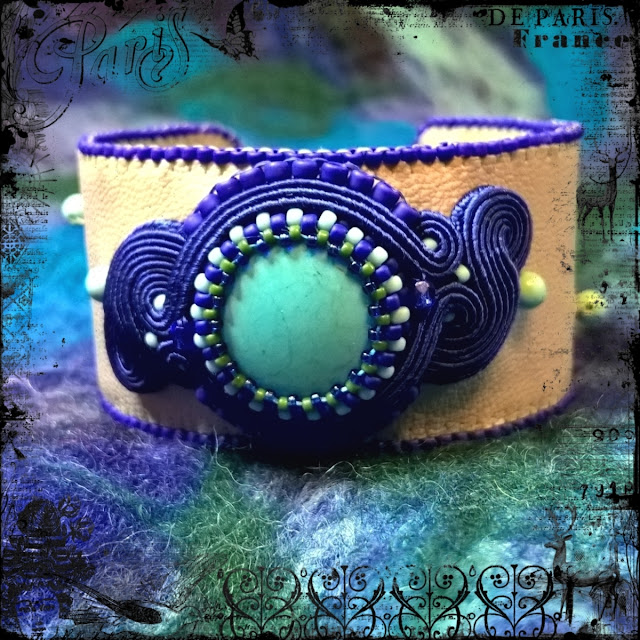 turquoise soutache cuff bracelet