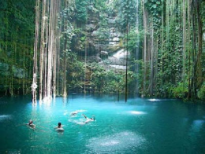 Ik Kil Natural Pit Cenote Swimming Pool Mexico