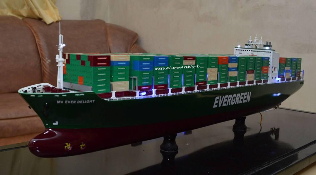 miniatur kapal container cargo mv ever delight evergreen panama murah