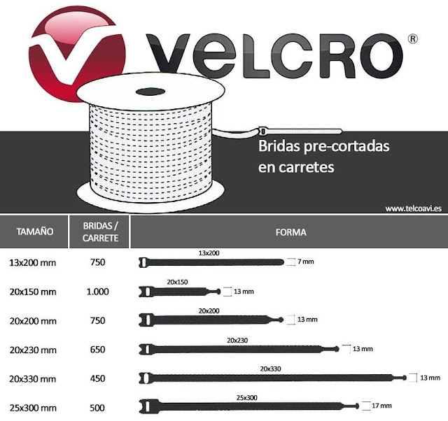 Bridas precortadas en carretes de Velcro